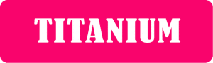 A pink sticker with the word "titanium" written on it.